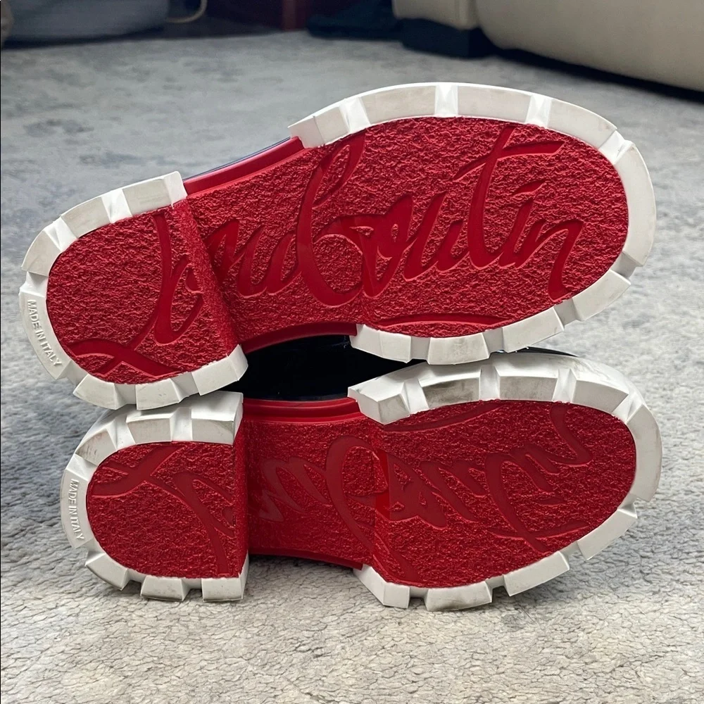 New Christian Louboutin Kids Toy Pluie Black Glossy Rubber Rain Boots Sz 28